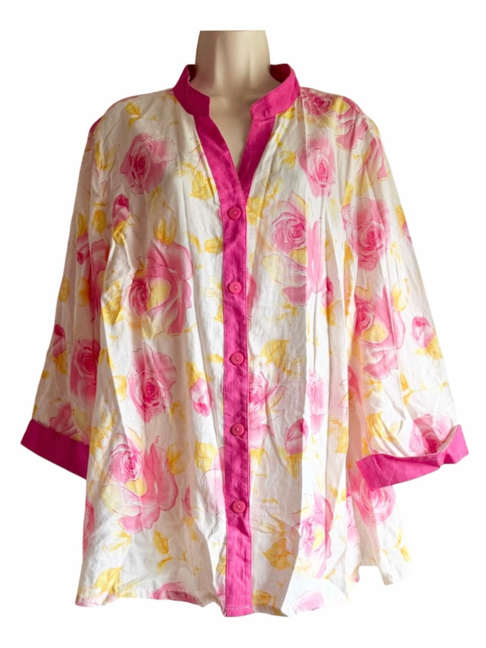 Marisa Christina Linen Floral Button Up Shirt